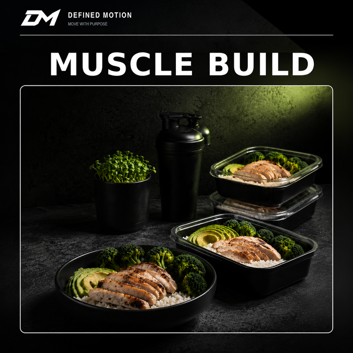 DEFINED MOTION – Muscle Build Ernährungsplan für Muskelaufbau
